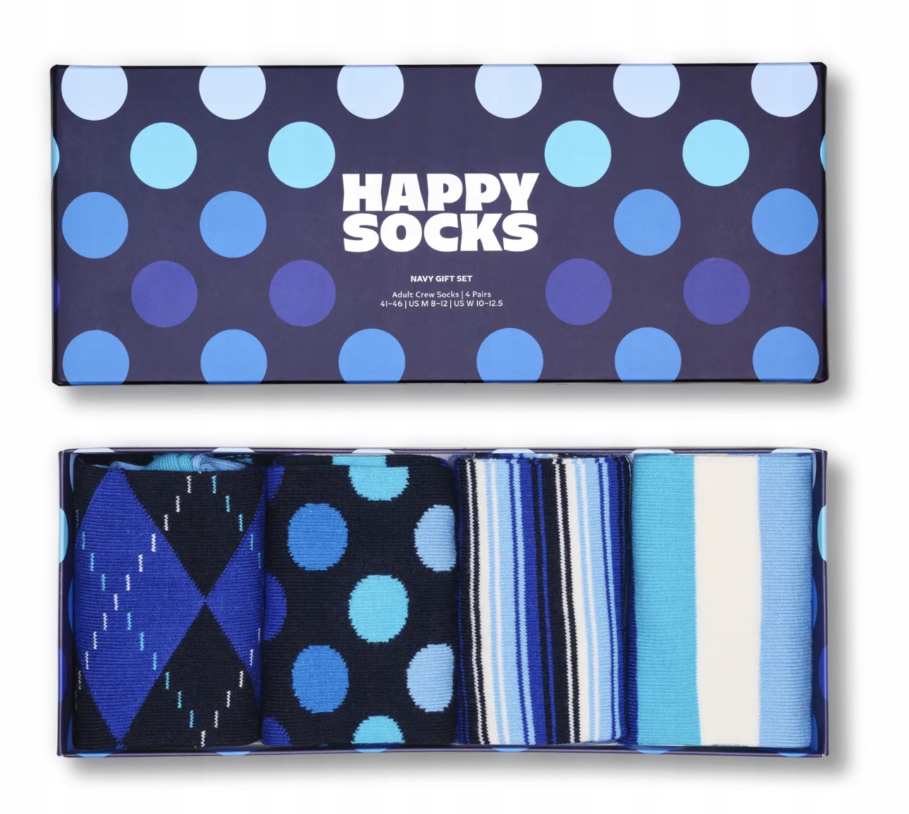 Happy Socks sada puntíků námořnická modrá 41-46 P003447 4-PÁRY