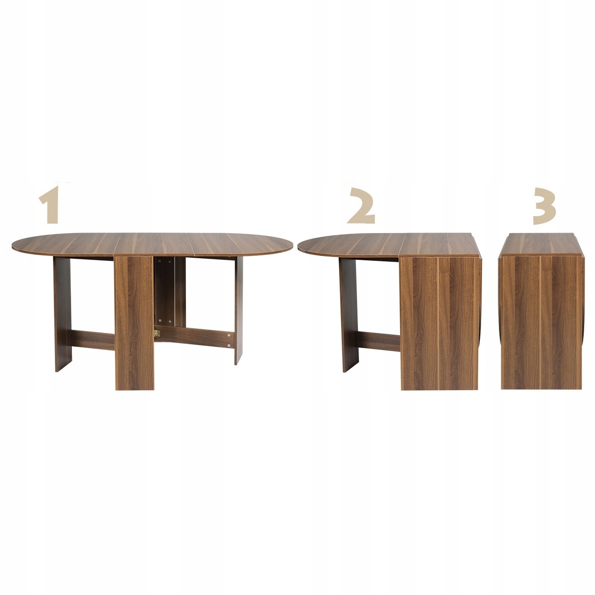 Stół kuchenny składany owalny odcienie brązu 80 x 163 x 75 cm Głębokość mebla 80 cm