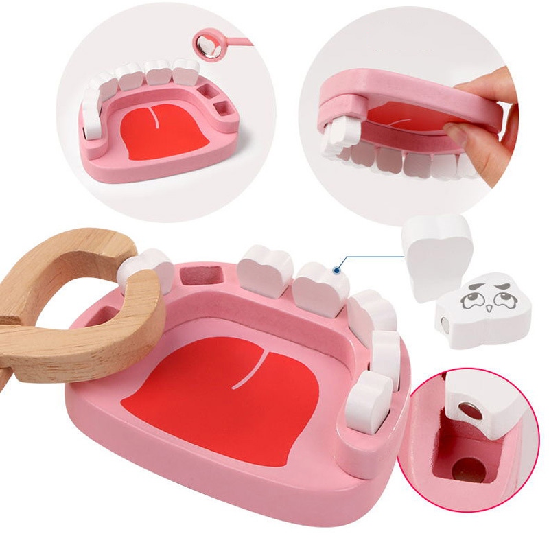 DREWNIANY ZESTAW EDUKACYJNY LEKARZ DENTYSTA APTECZKA Głębokość produktu 14 cm