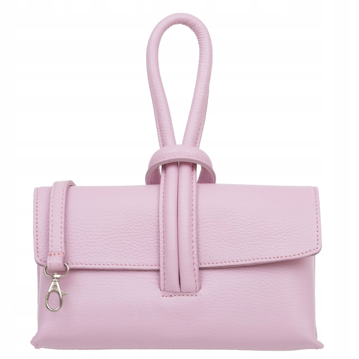 Torebka Damska Skórzana Vera Pelle Nodo Różowa