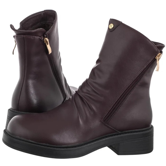 Kožené dámské boty Kotníkové Boty Maciejka Bordové A7159-23/00-7