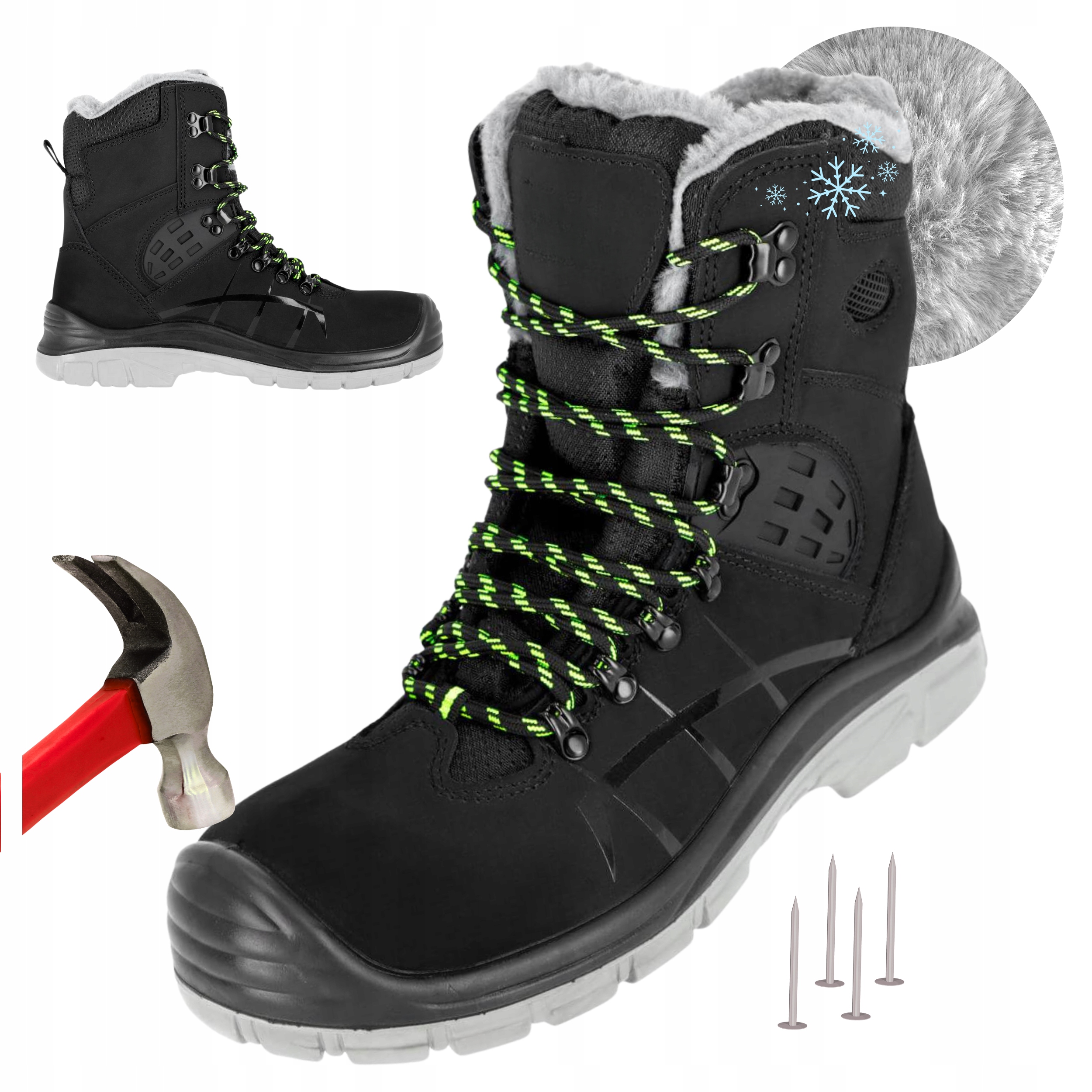 Pánské vysoké pracovní boty Zimní Zateplené Voděodolné s špičkou S3 vel. 46