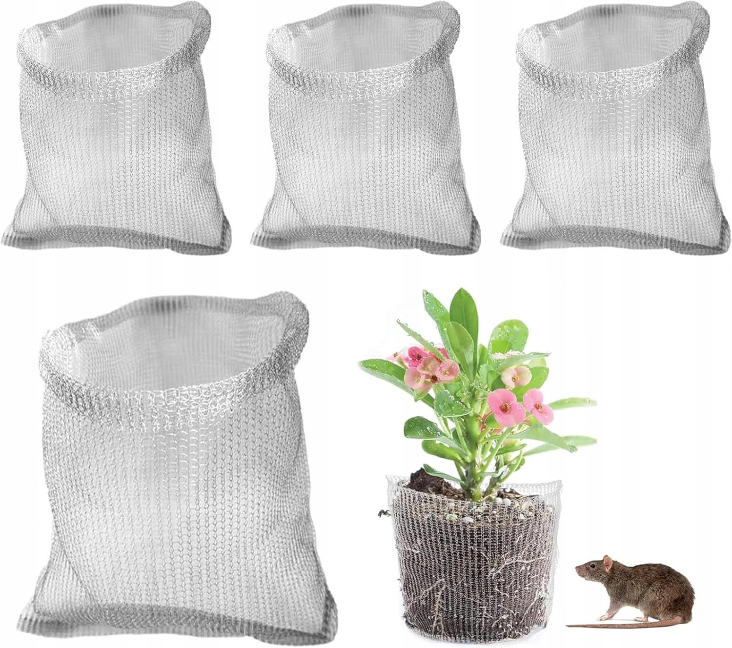 Ochranné Koše Na Kořeny 4 Ks 35x35 CM Nerezová Ocel Proti Hlodavcům