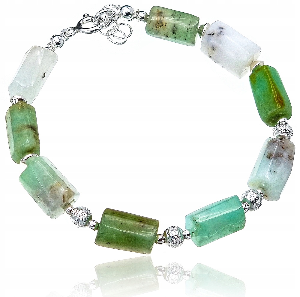 Přírodní náramek Chryzopraz Stříbro Certifikát