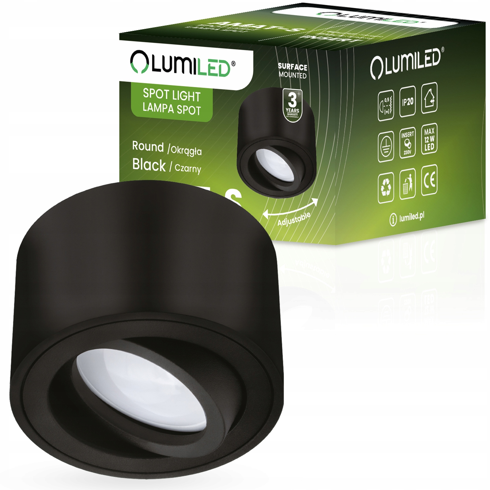 Oprawa Halogenowa Natynkowa Sufitowa TUBA SPOT LED Ruchoma Walec 50mm