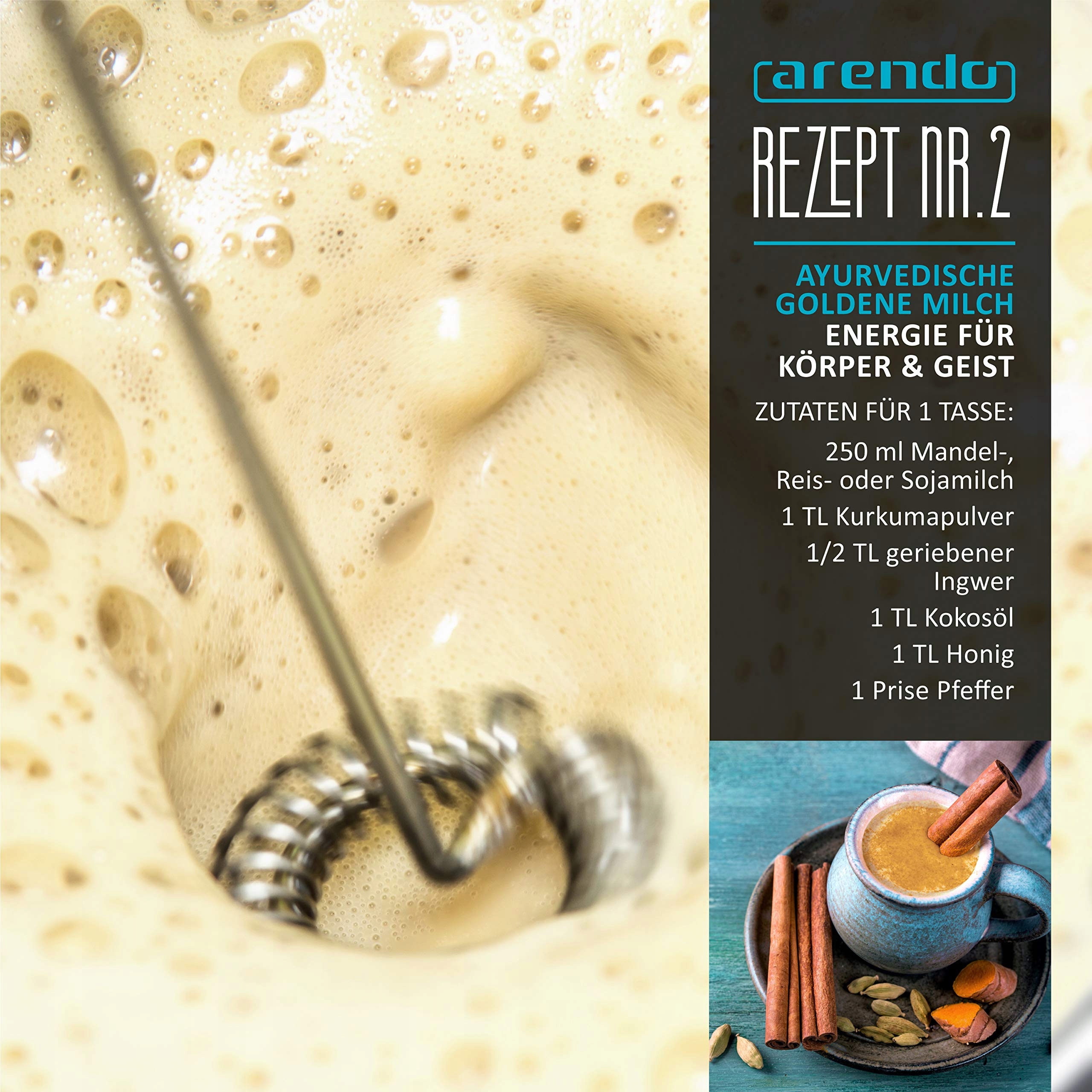 ARENDO Spieniacz Do Mleka Elektryczny Na Baterie Cappuccino Shakes — miniatura 4