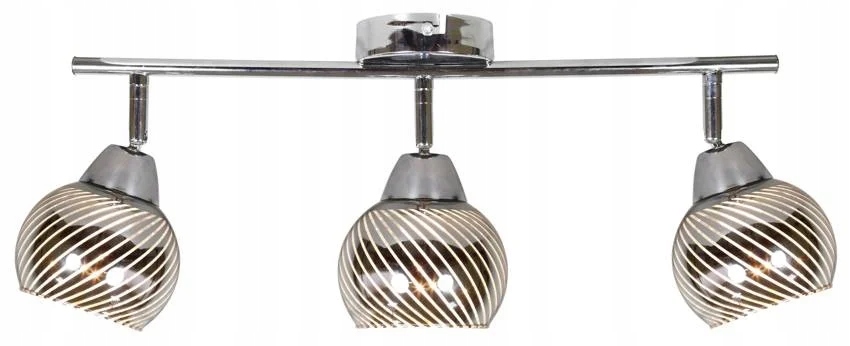 Chrómová stropná lampa so sklenenými tienidlami, nastaviteľná, vhodná do obývacej izby Candellux