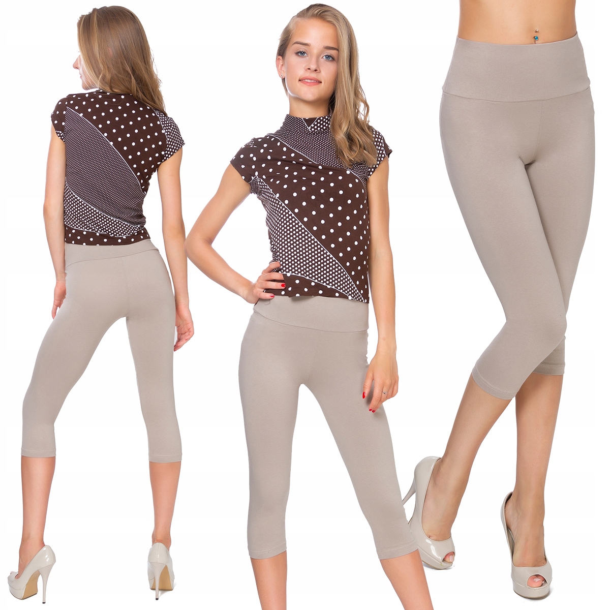 

Legginsy 3/4 Bawełna Z Panelem Lato Lwp 3/4 3XL