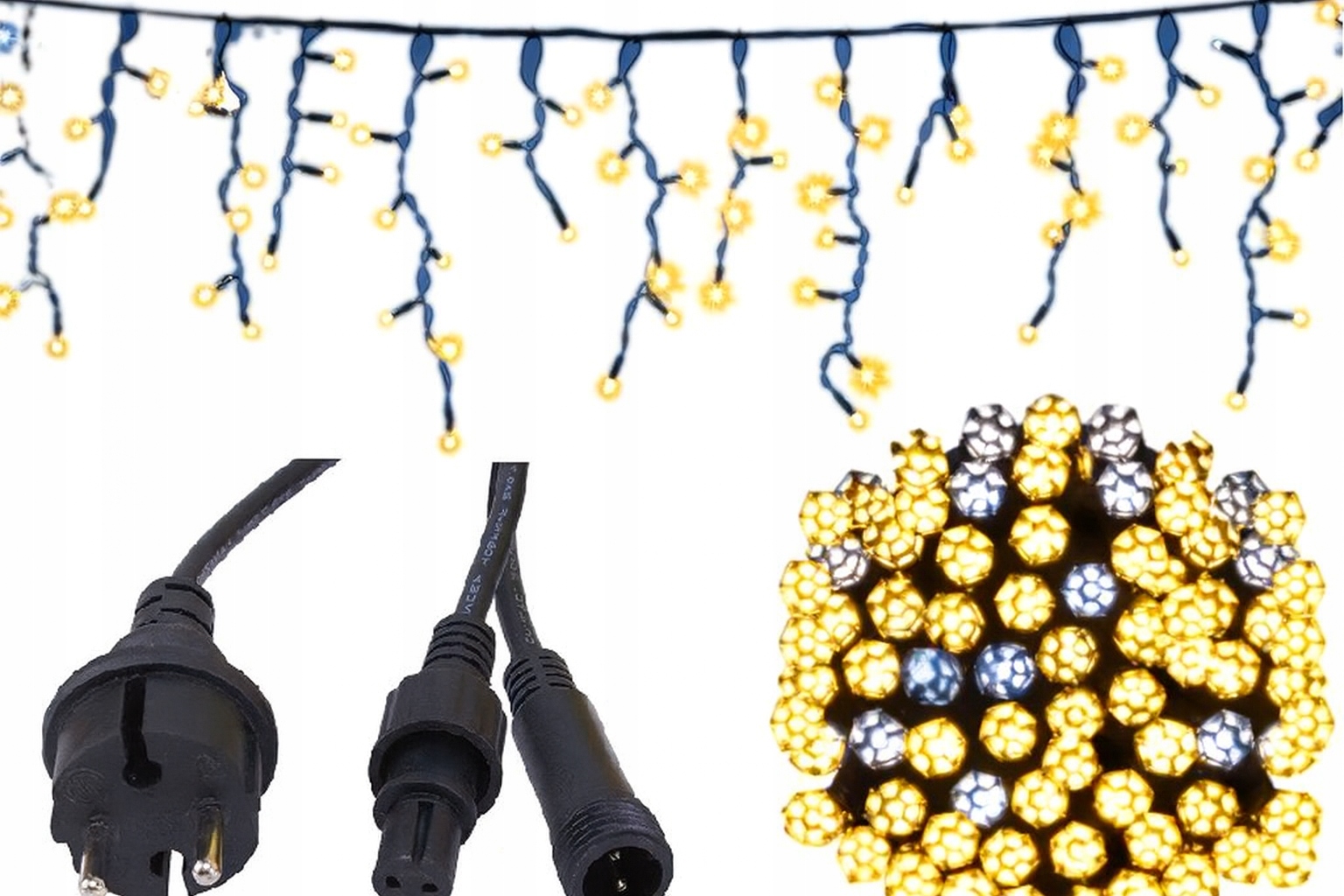 Cencúle 440 Led Girlanda Biele Teplé Flash Vonkajšie IP44 31,7m hrubý prev