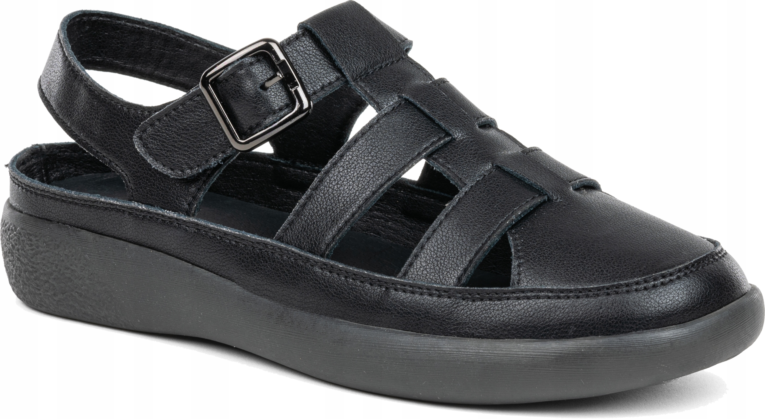 Dámské sandály gladiátorské černé Kožené elastické měkké Wojtyłko 39