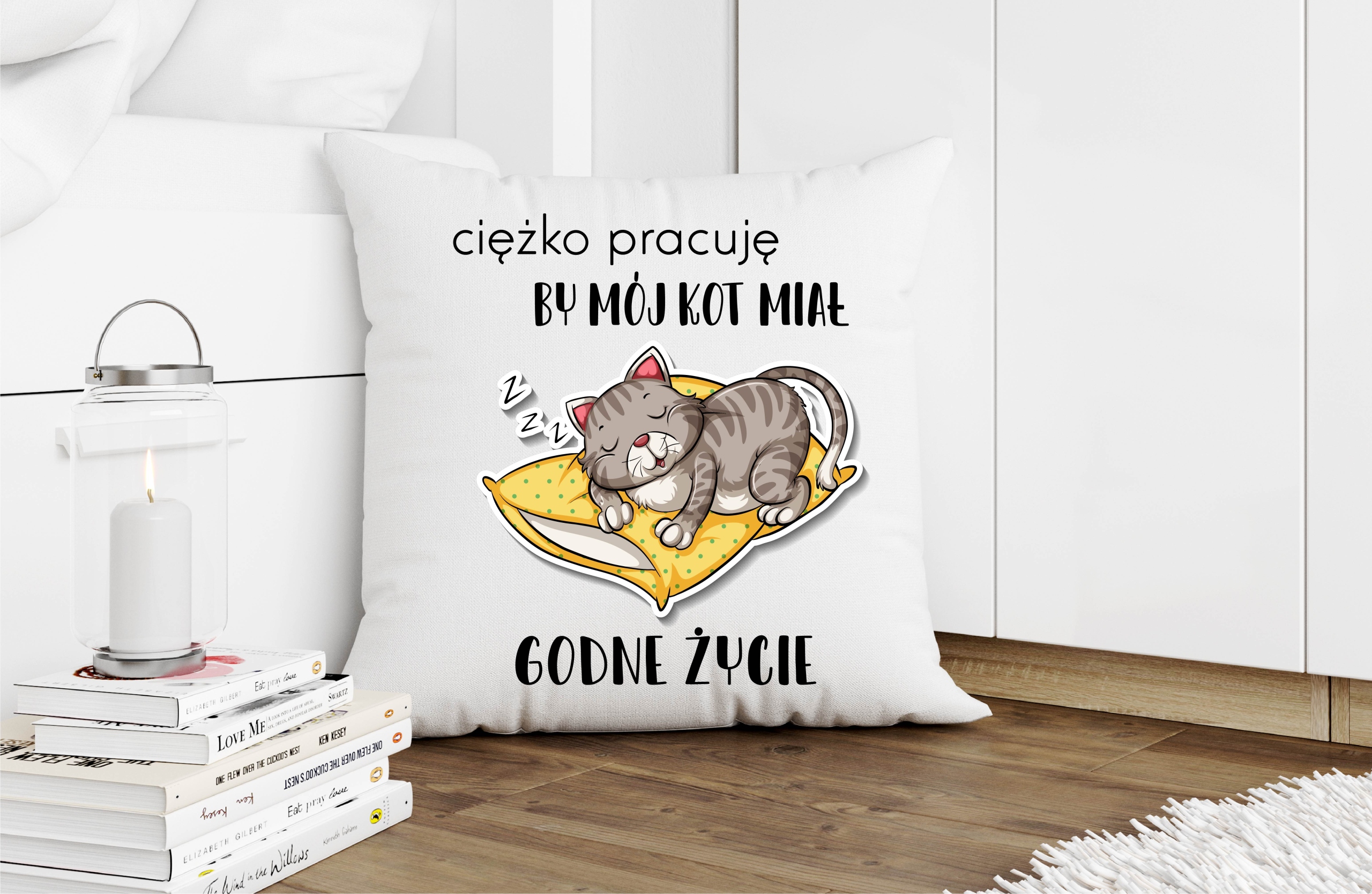 Zestaw Poduszka + Kubek z KOTEM zabawny tekst Stan opakowania oryginalne