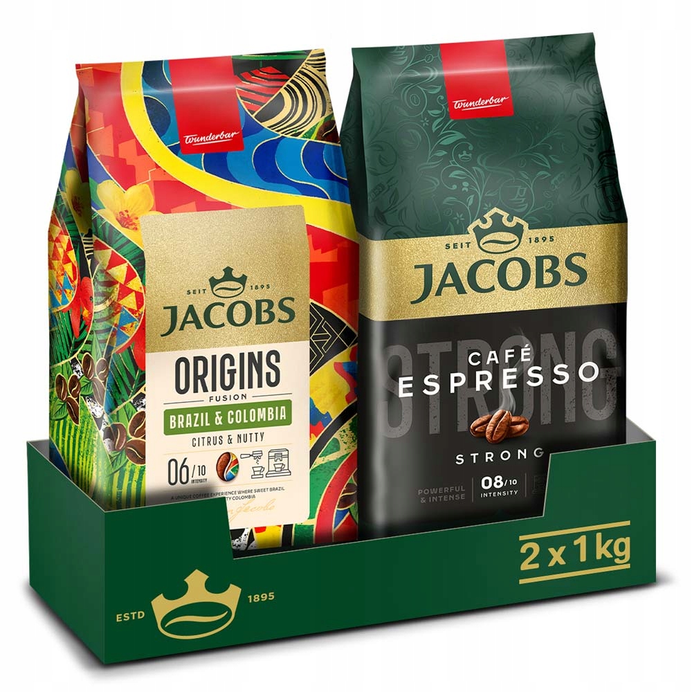 Kawa ziarnista Jacobs Espresso Strong, Origins Brazil & Colombia 2x 1kg
