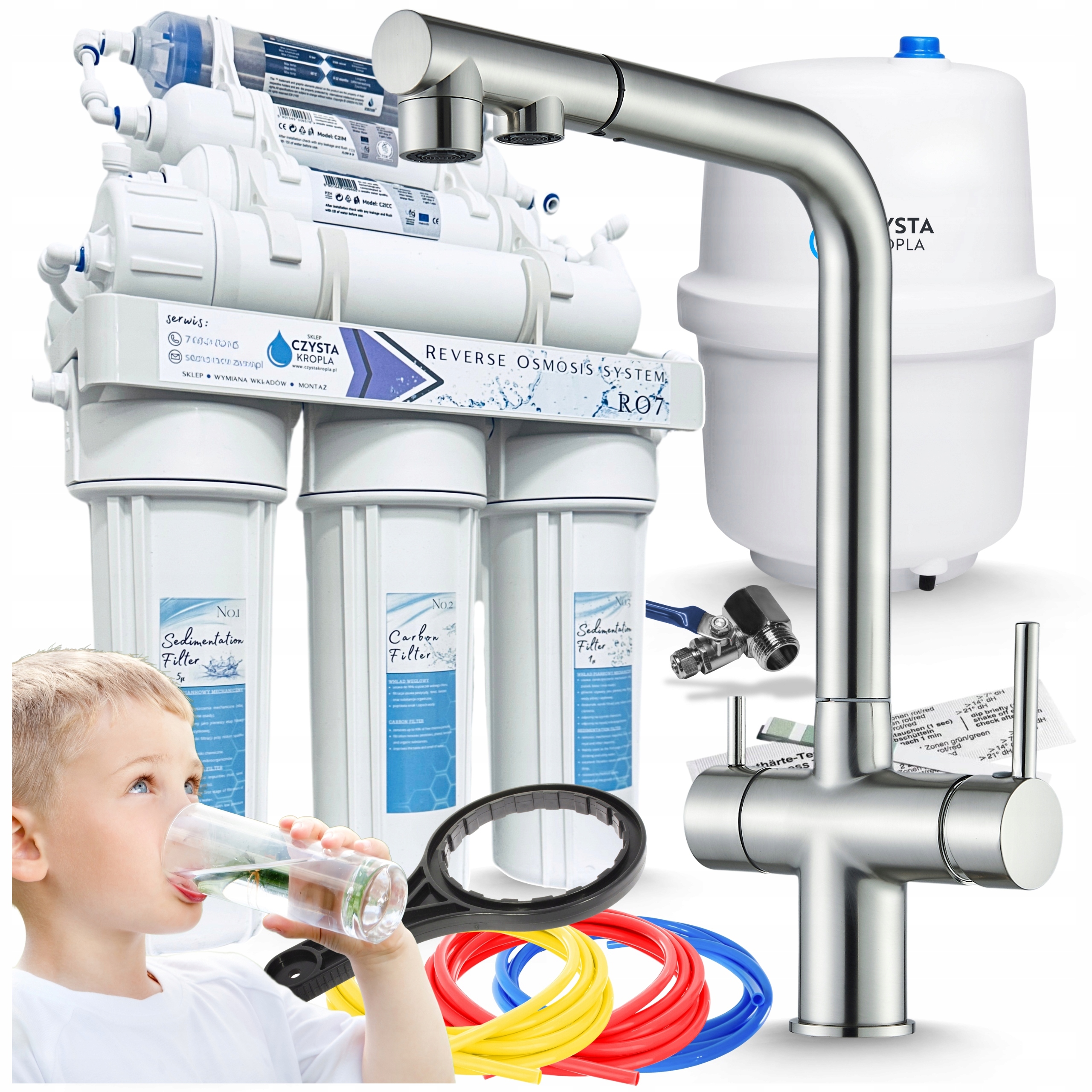 Filtr na vodu Systém pod dřez Filtrující pitnou vodu Baterie Stříbrná