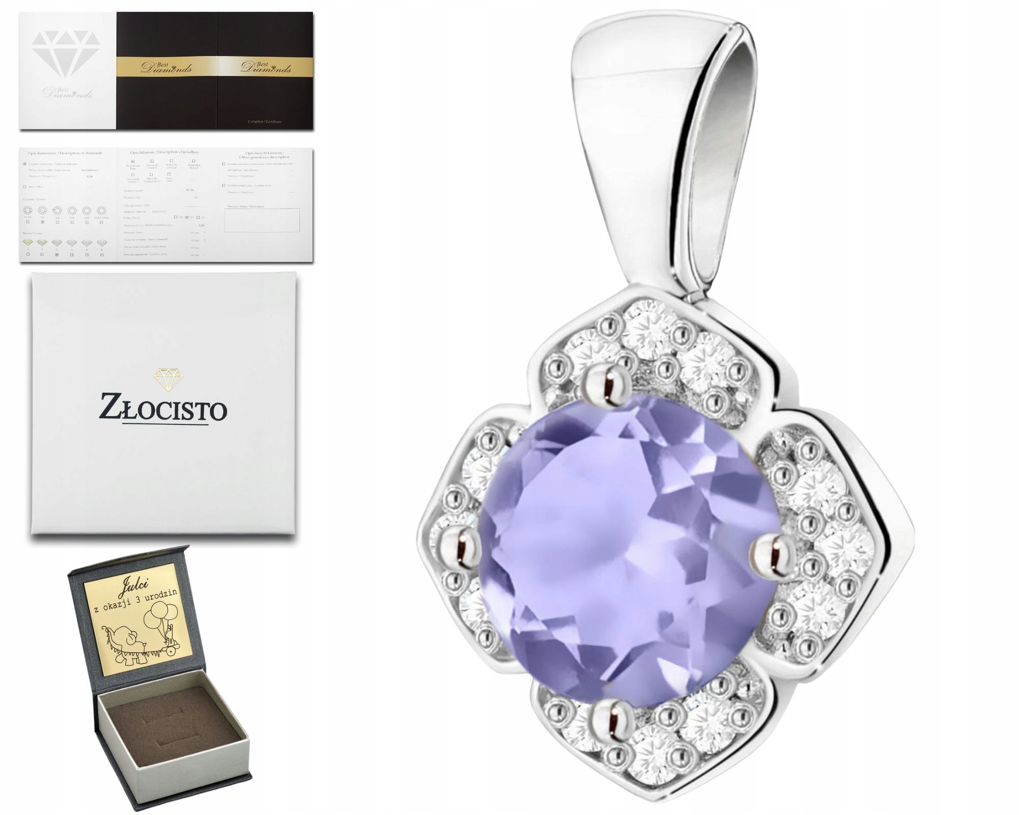 Bílé Zlato, Přívěsek S Tanzanitem A Brilianty 585