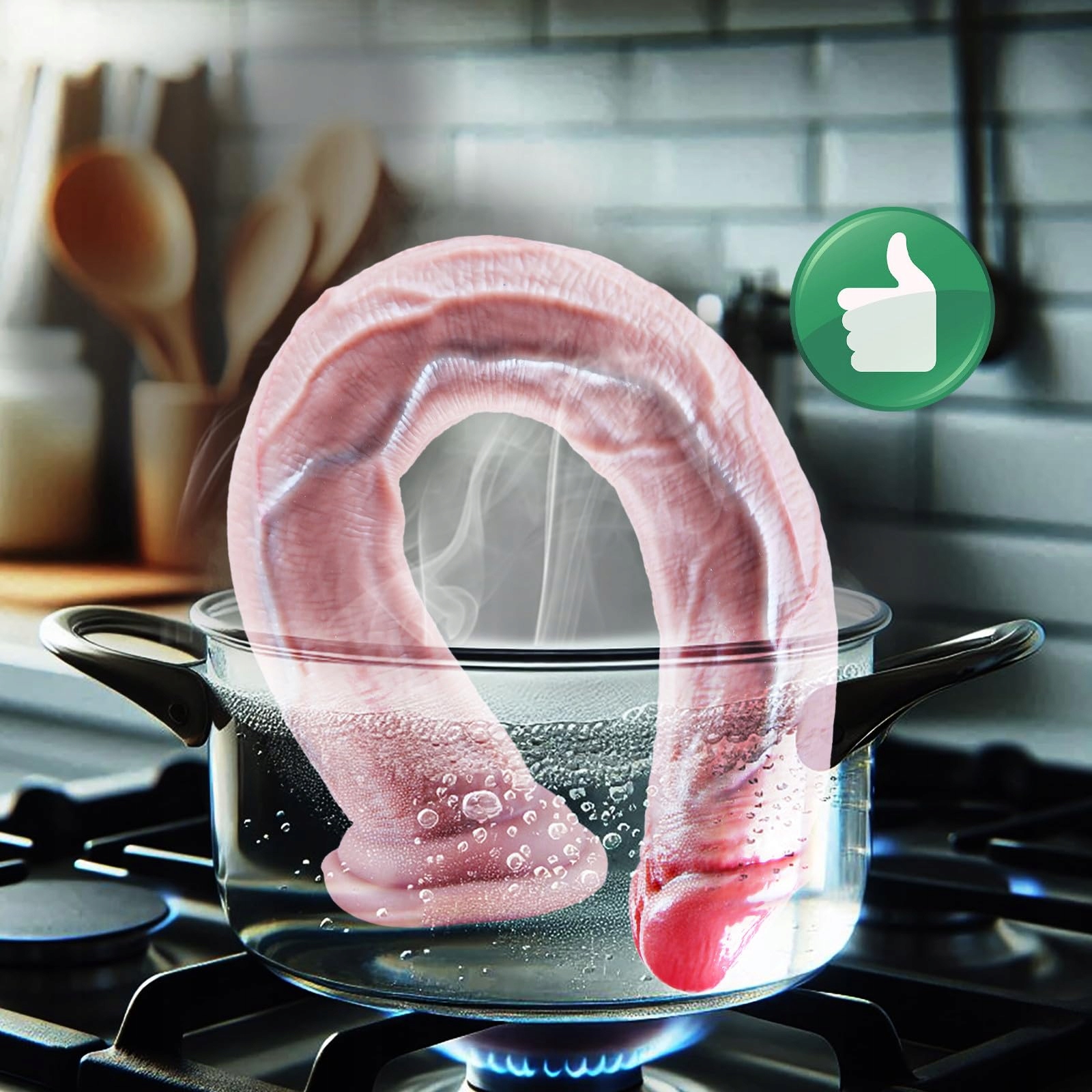 GIGANTISCHER Realistyczny Silikonowy Dildo 42cm Z Silną Przyssawką — miniatura 4