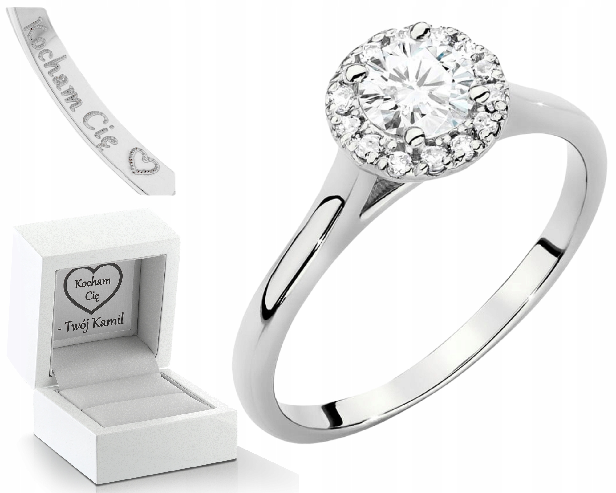 Bílý Zlatý Prstýnek S Laboratorními Brilianty Gravírování 585 Dárek