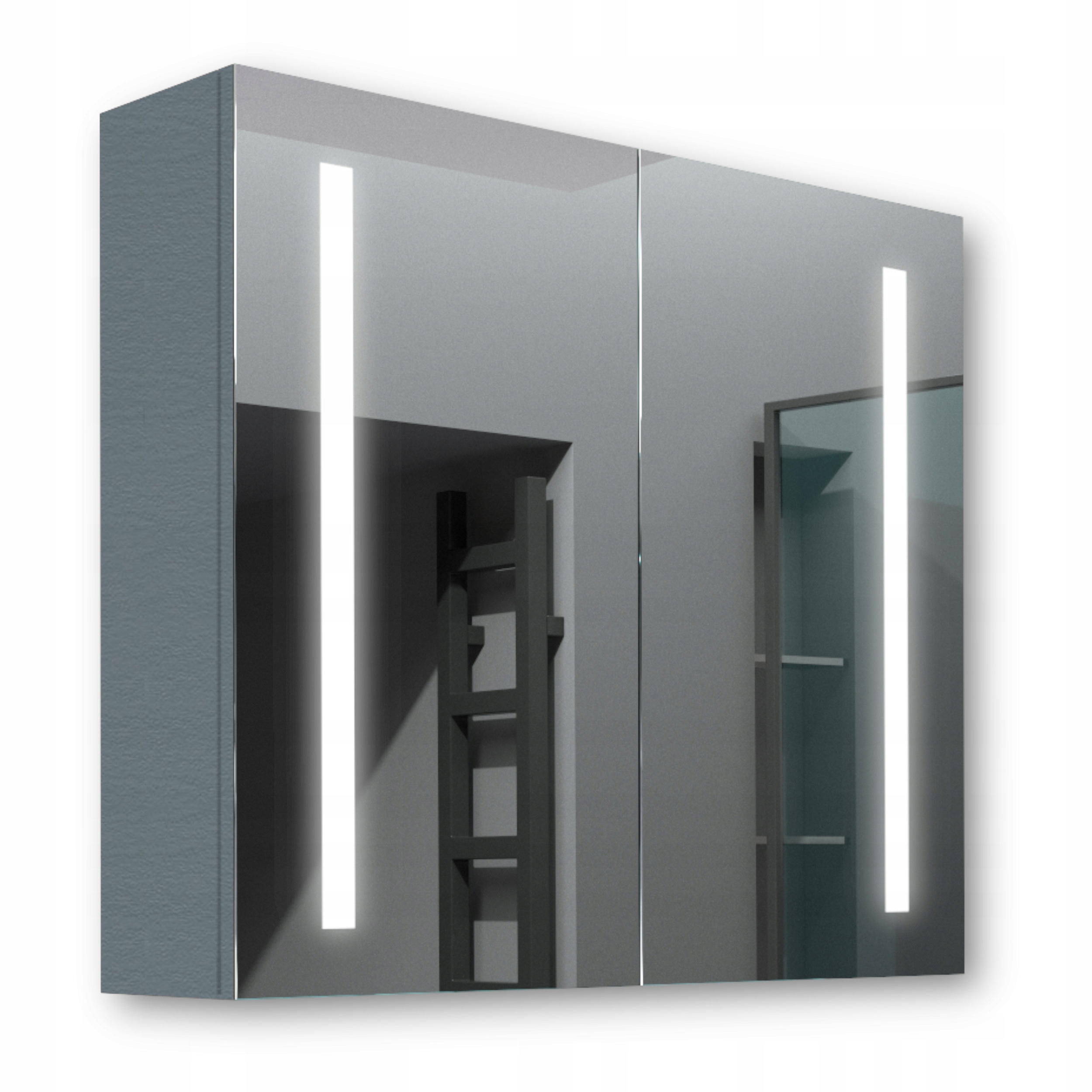 Drevená skrinka 80x70 Led zrkadlo Apollo Antracit