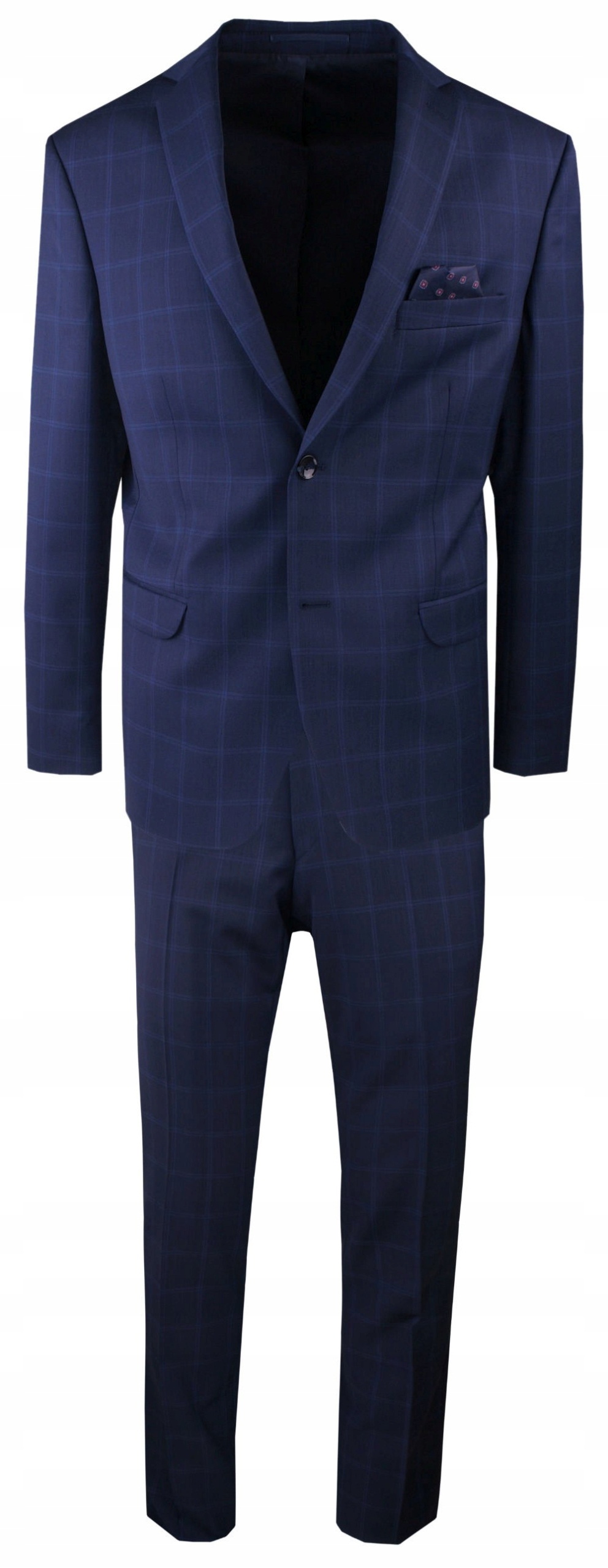 Vlněný oblek Slim Men'sfield Námořnická Modrá s mřížkou 176/112/98