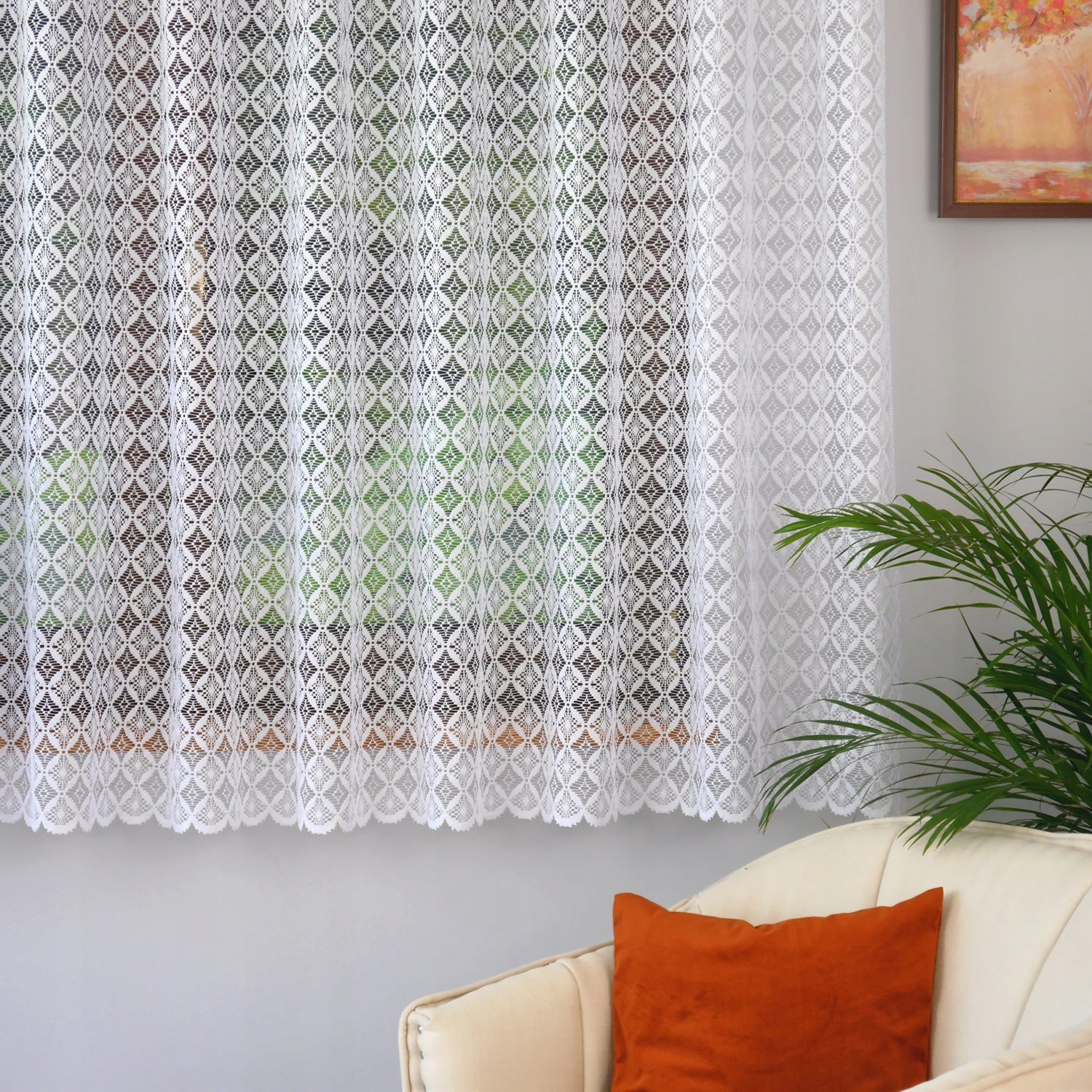 Záclona S Geometrickým Zdobením, 300 Výška