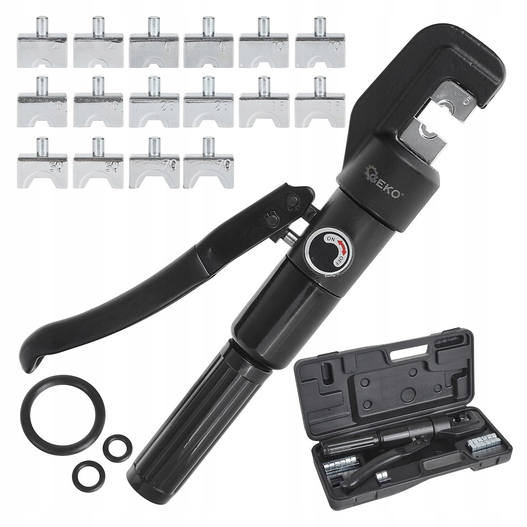 Hydraulické kleště na kabely 6T 4-70mm² s výměnnými matricemi kufr Geko