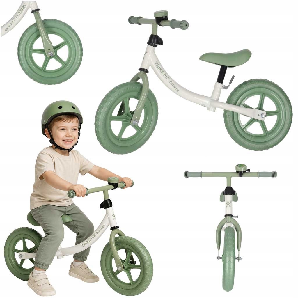 Rowerek Biegowy Trike Fix Balance z Dzwonkiem Zielony 2+ Eva