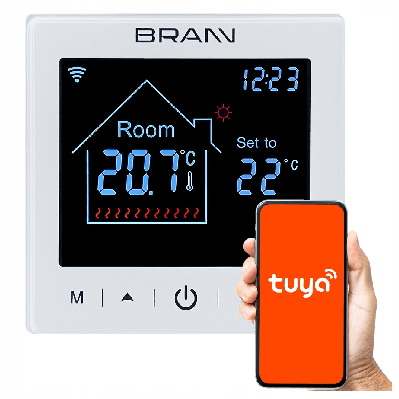 Termostat Tuya Ovládač Regulátor miestnosti Brann Bc 400-E Wifi Biely