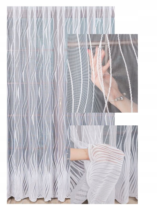 Záclony Záclona Bílá Zdobená do obývacího pokoje Záclona s páskou š.210x170