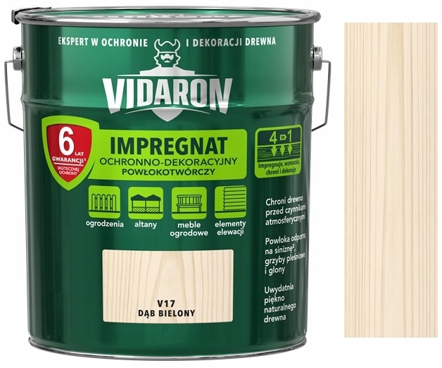 Vidaron Impregnat Do Drewna Płotów 9L+11% 10L Dąb Bielony