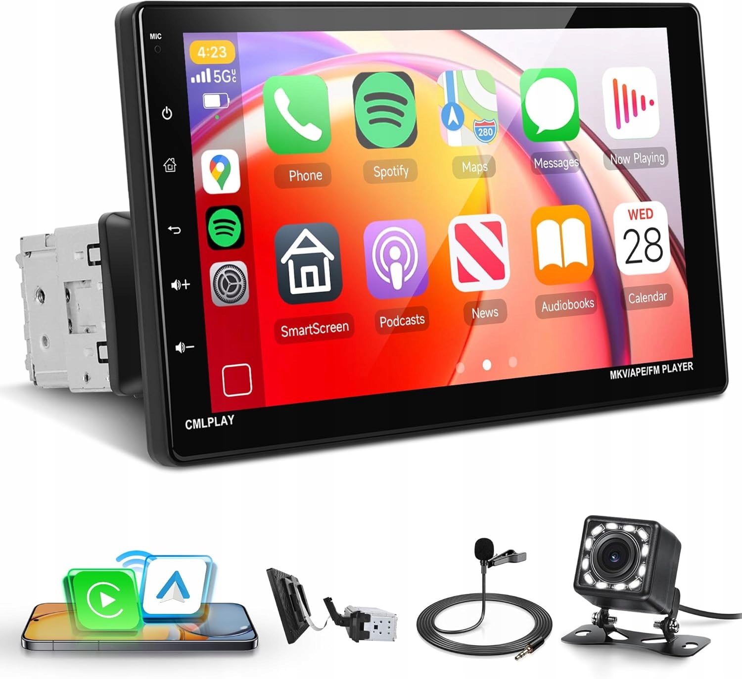 Autorádio 1 Din 9" Rimoody CarPlay Android Auto Bt kamera