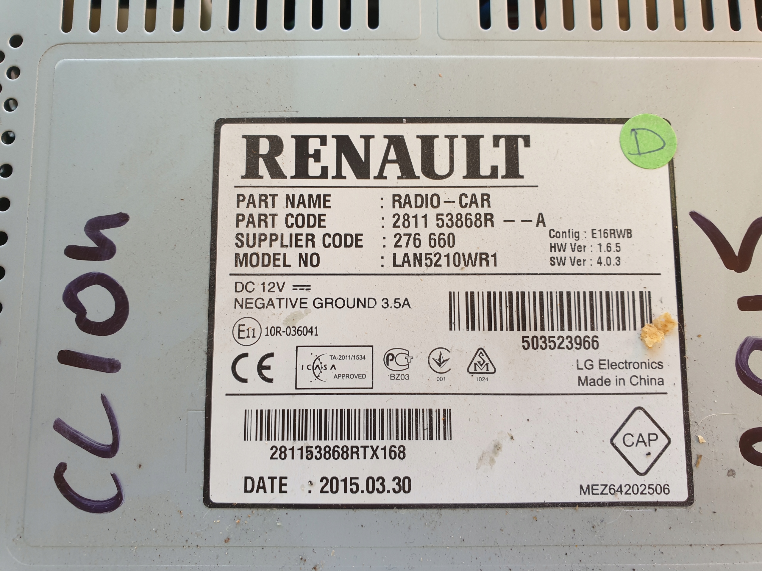 RADIO Navigation RENAULT CLIO 4 IV 281153868R