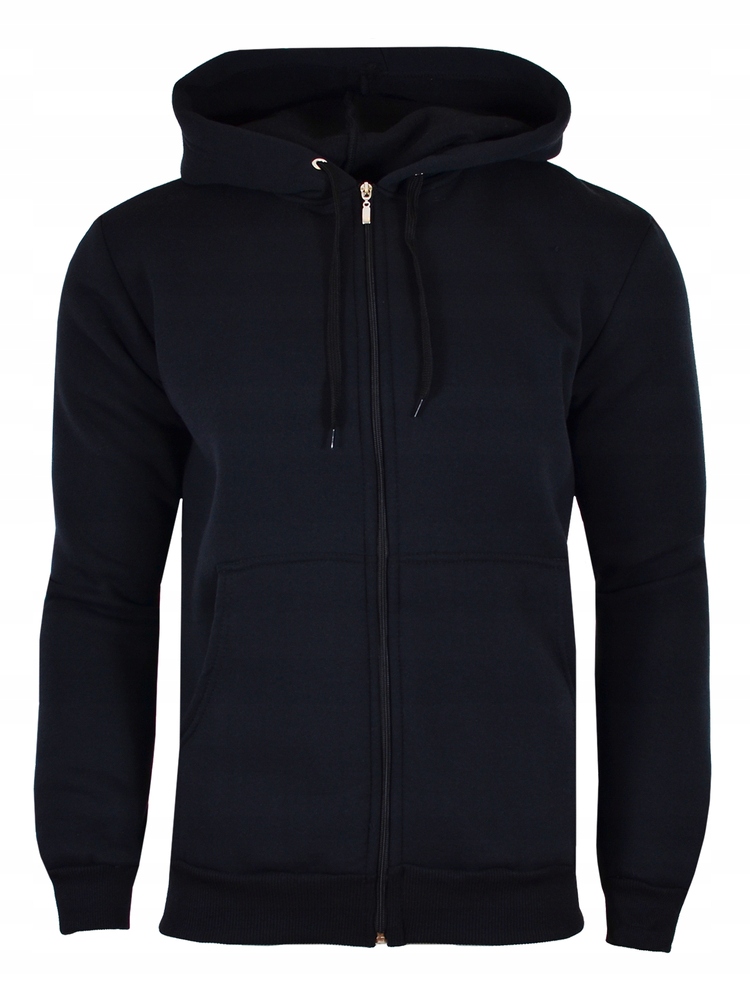

XL Bluza Z Kapturem Gładka Czarna Rozpinana