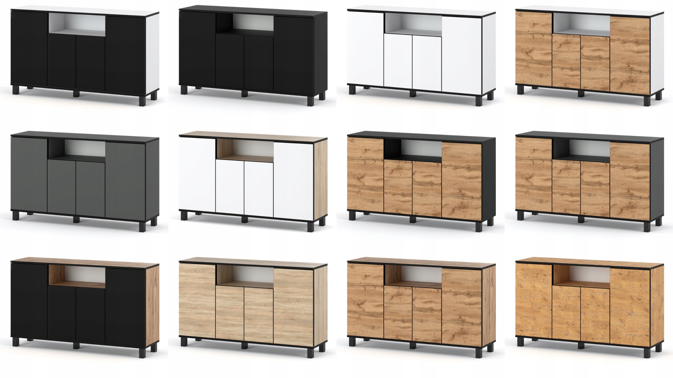 DUŻA KOMODA CZARNA DĄB WOTAN DĘBOWA 140 CM| SZAFKA RTV | MEBLE DO SALONU Kolekcja BEST