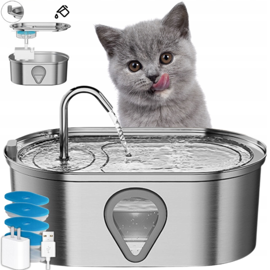 Levně Fontána Napáječka Vodní Miska Pro Psa Kočku Automatická 4X Filtr