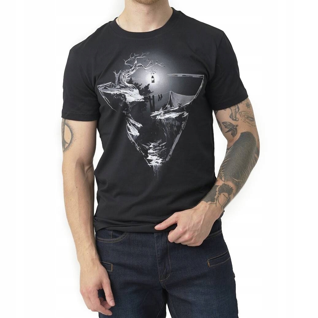 Koszulka Męska T-shirt Helikon Night Valley Podkoszulek Bawełna Czarna XL