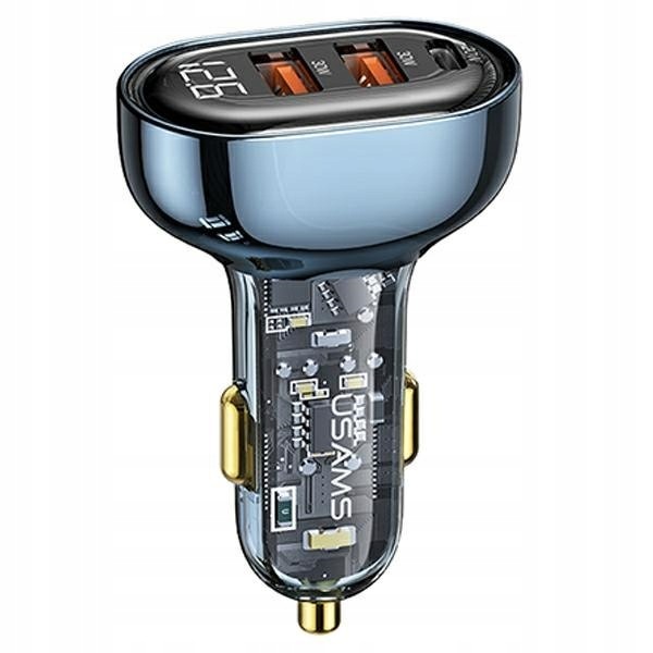 Usams Ład. sam. 2xUSB+1xUSB-C 80WFast Charge niebieski/blue CC159CC02 (us-c