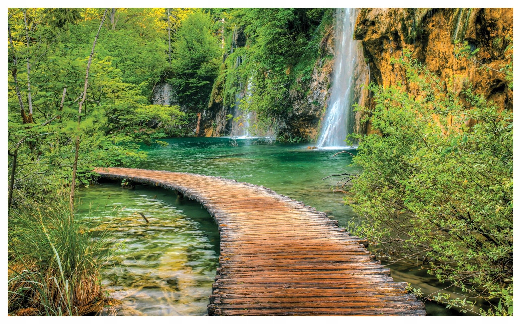 Fototapeta vlies Tyrkysové jazero Vodopády Les Cesta 350x250 lepidlo