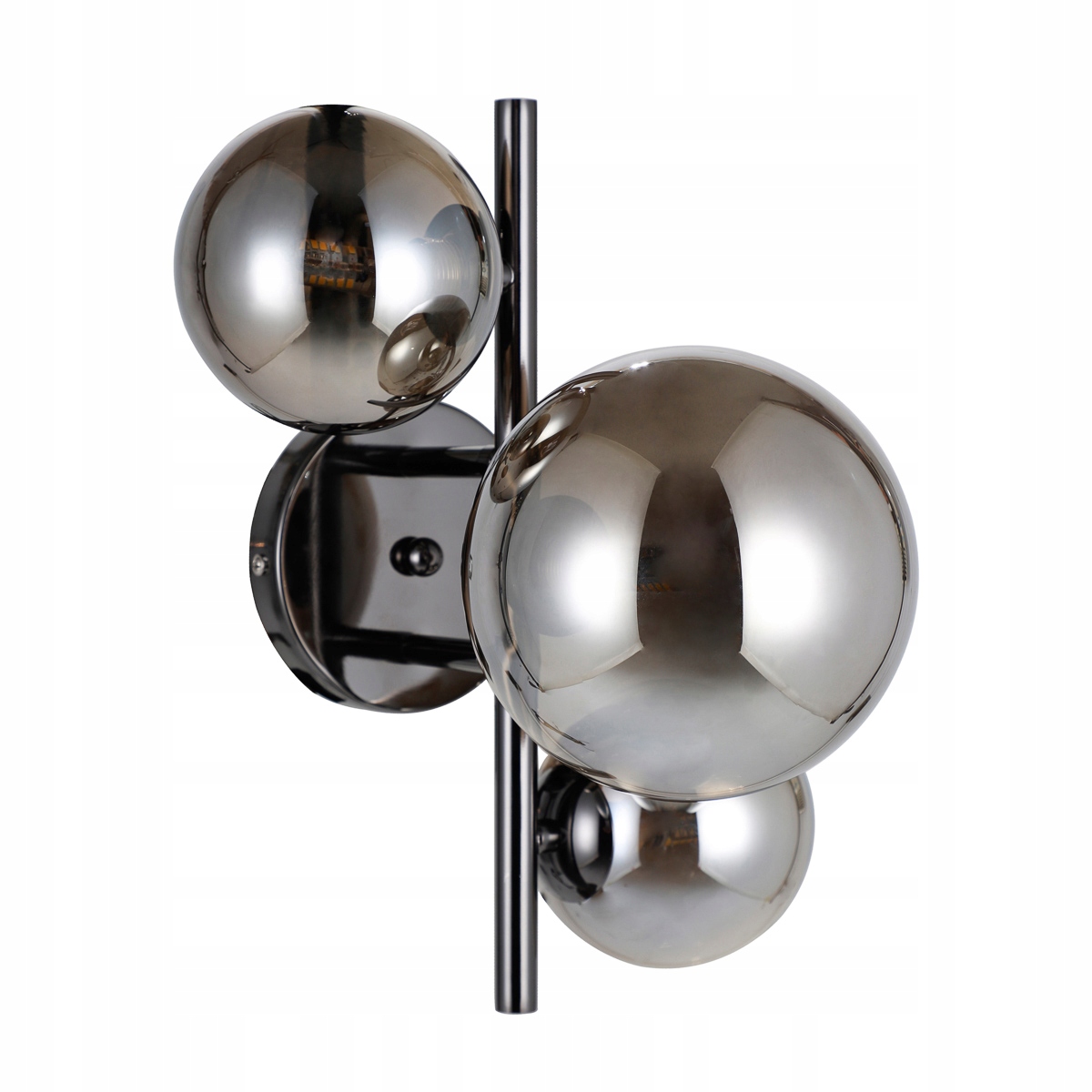 Nástenná lampa čierna chrómová, sklenené gule 3 body, moderná do obývačky Italux