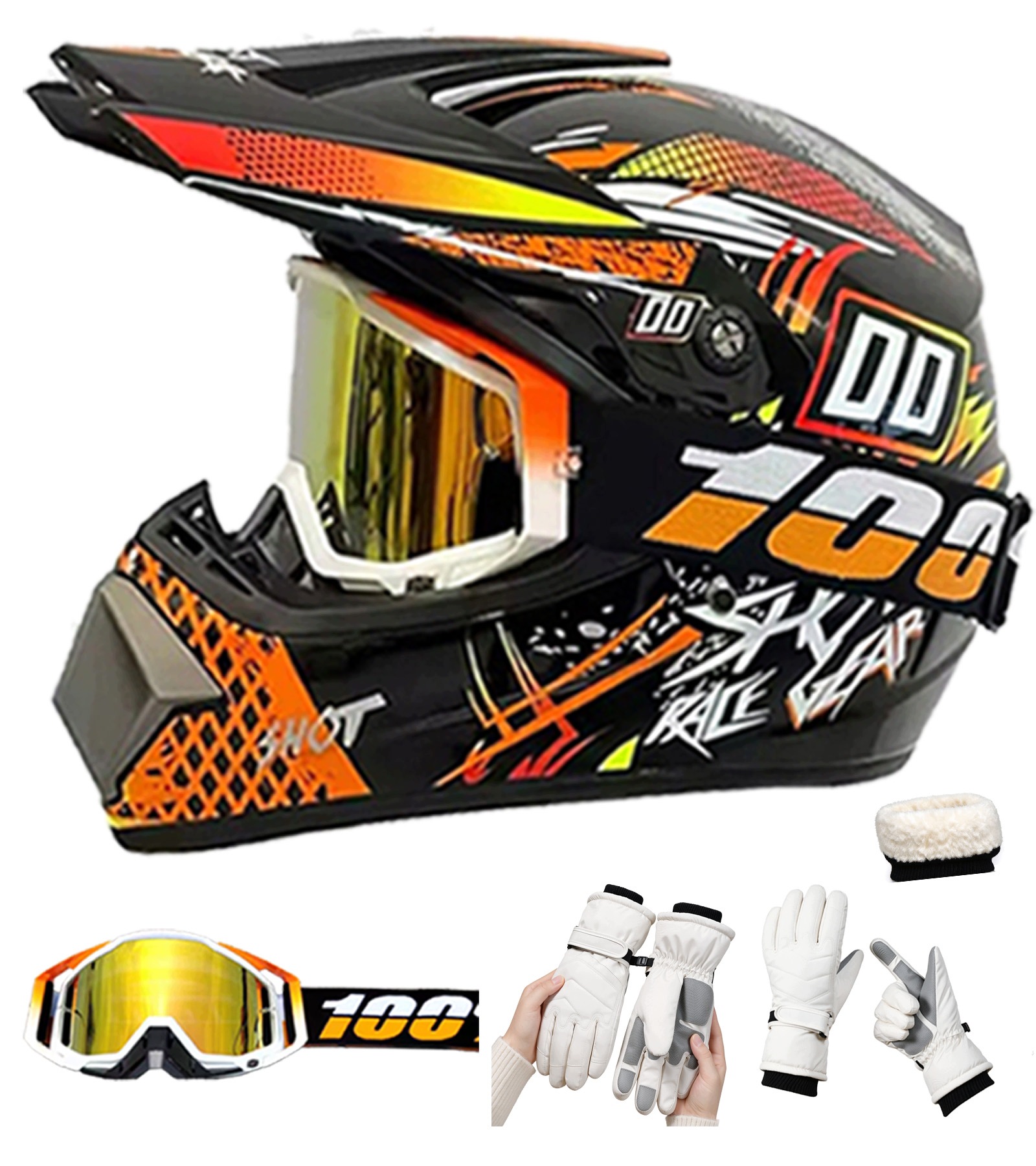 Helma Na Elektrickou Koloběžku Cross Enduro Quad Bmx Helma Brýle Rukavice L