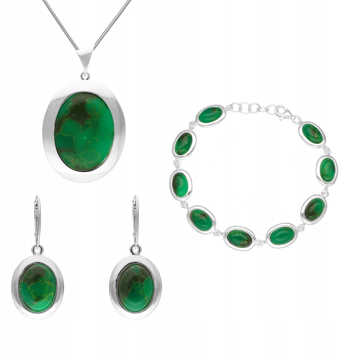 Stříbrný komplet s jadeitem