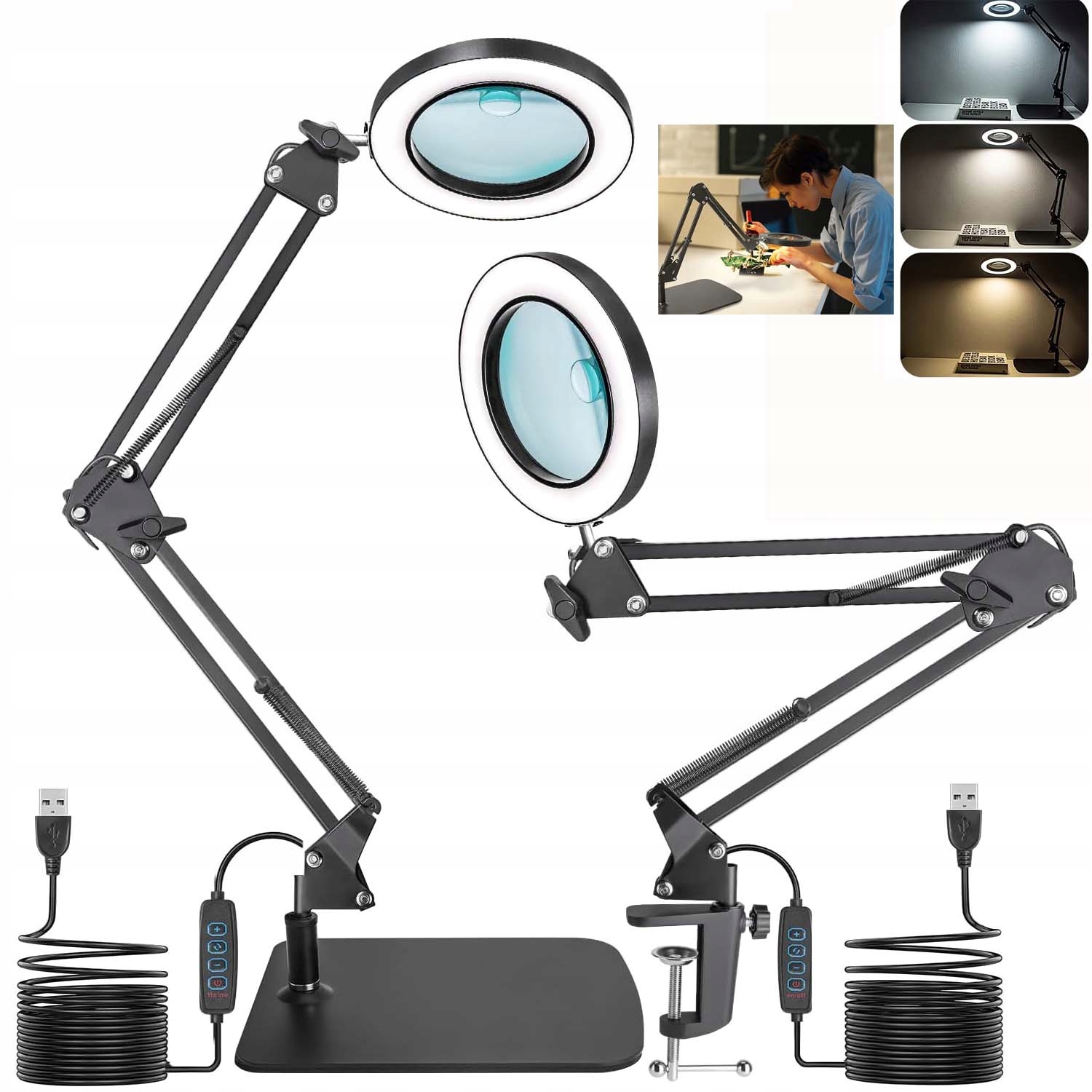 Led Lampa Kosmetická Lupa Sklo Zvětšující Stolní Kreslicí Lampa
