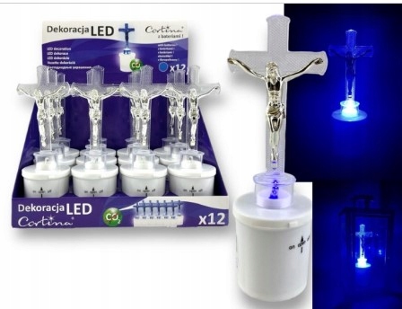 náplň 12 Ks Led velký Kříž Blue s bateriemi 2xR14