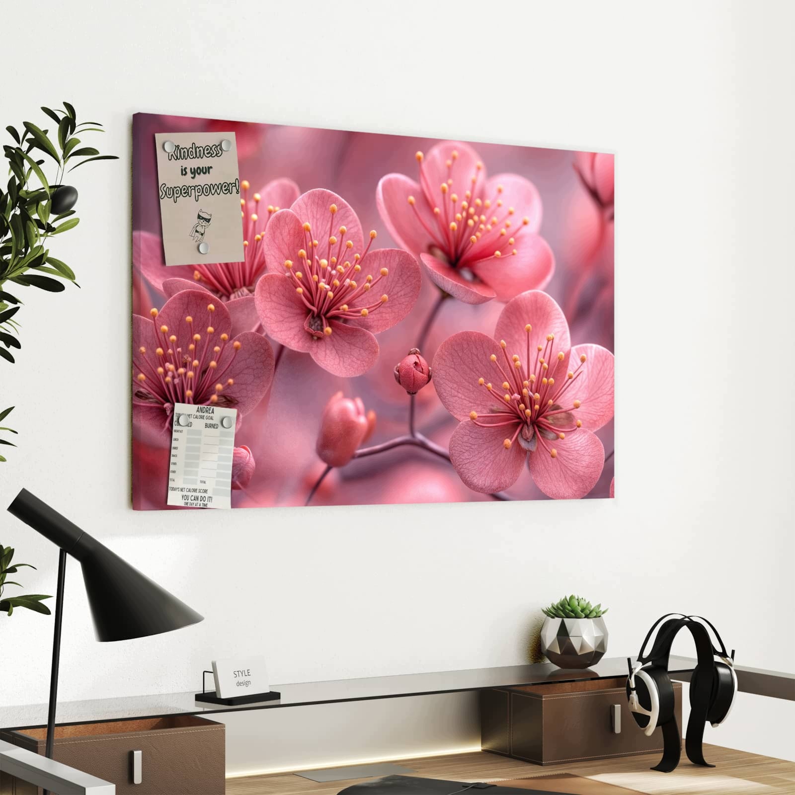 Magnetická tabule Květiny třešní 60 × 40 cm