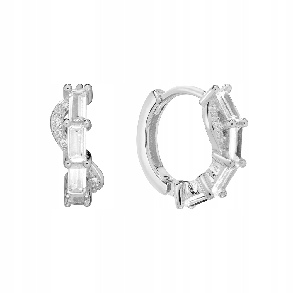 Kolczyki Srebrne z Cyrkoniami Kółka 1,4 cm Delikatne Curl Srebro 925 Sadva