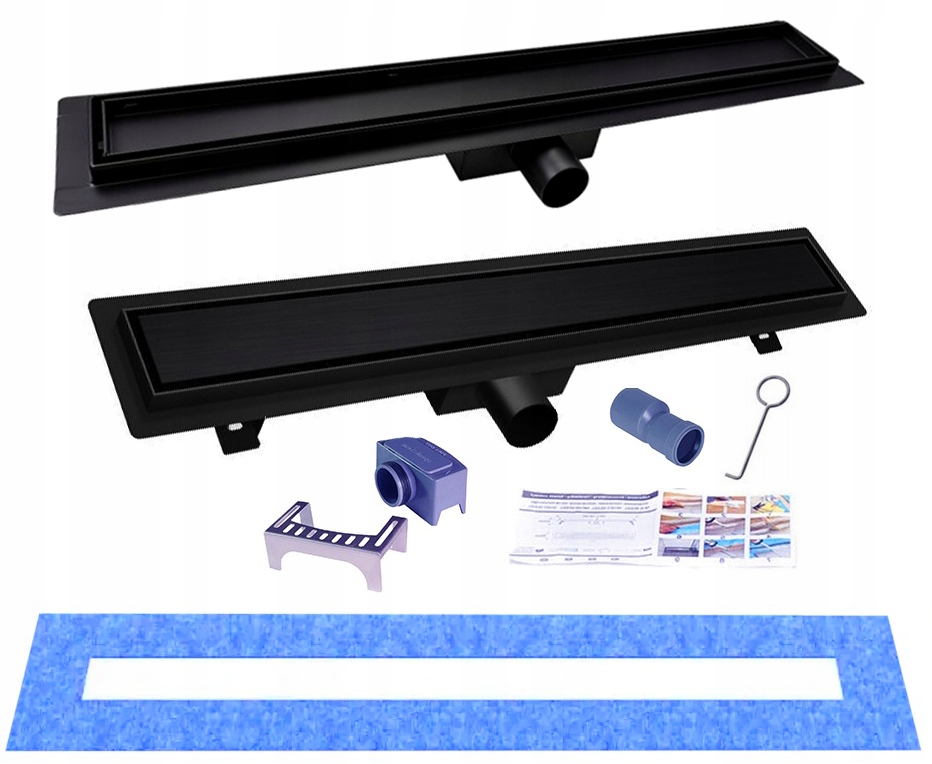 Lineární odtok Černý 60 cm 2 v 1 Full-black sprchový odtok