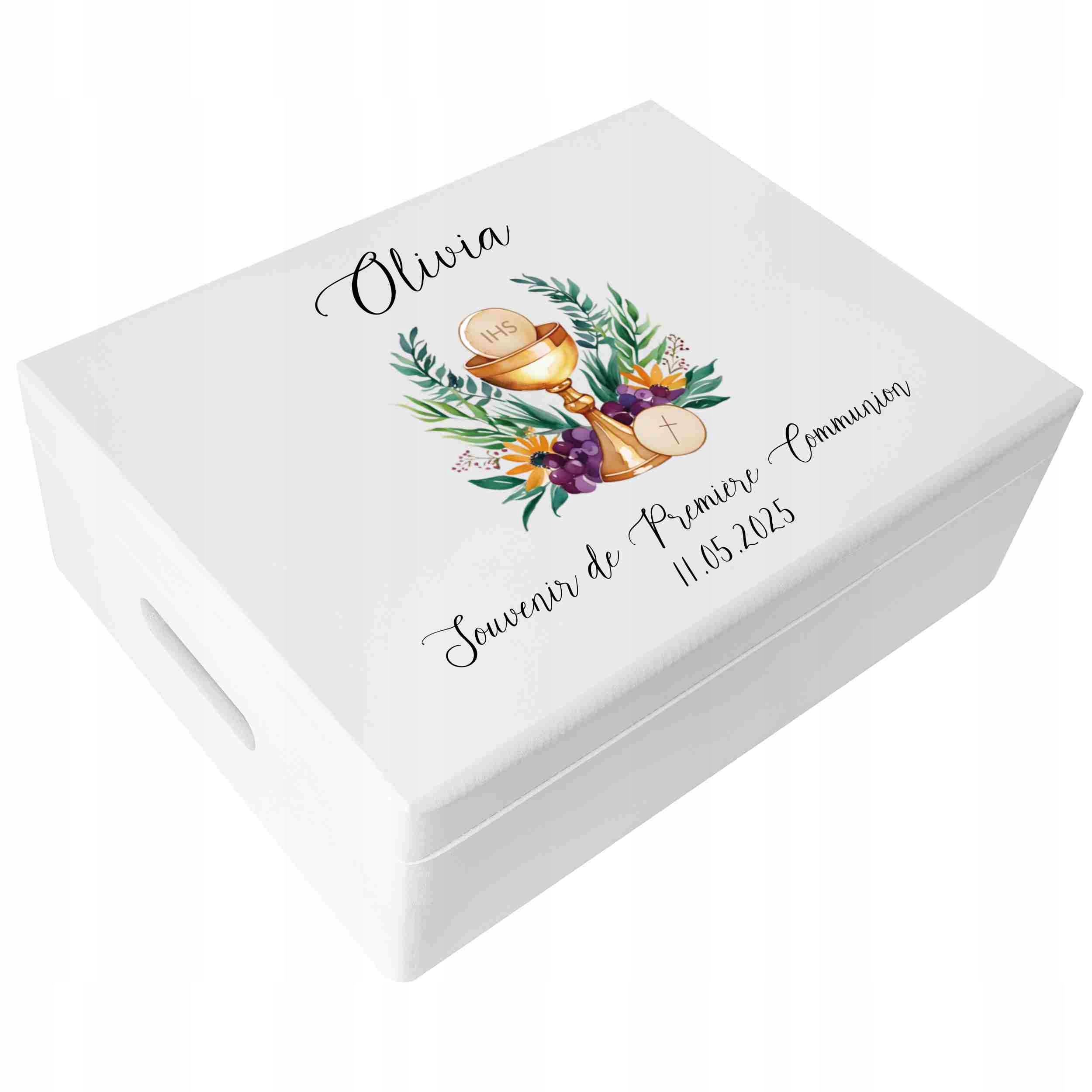 Krabička na bibli personalizovaný dárek svaté přijímání suvenýr tisk 40x30x14 cm