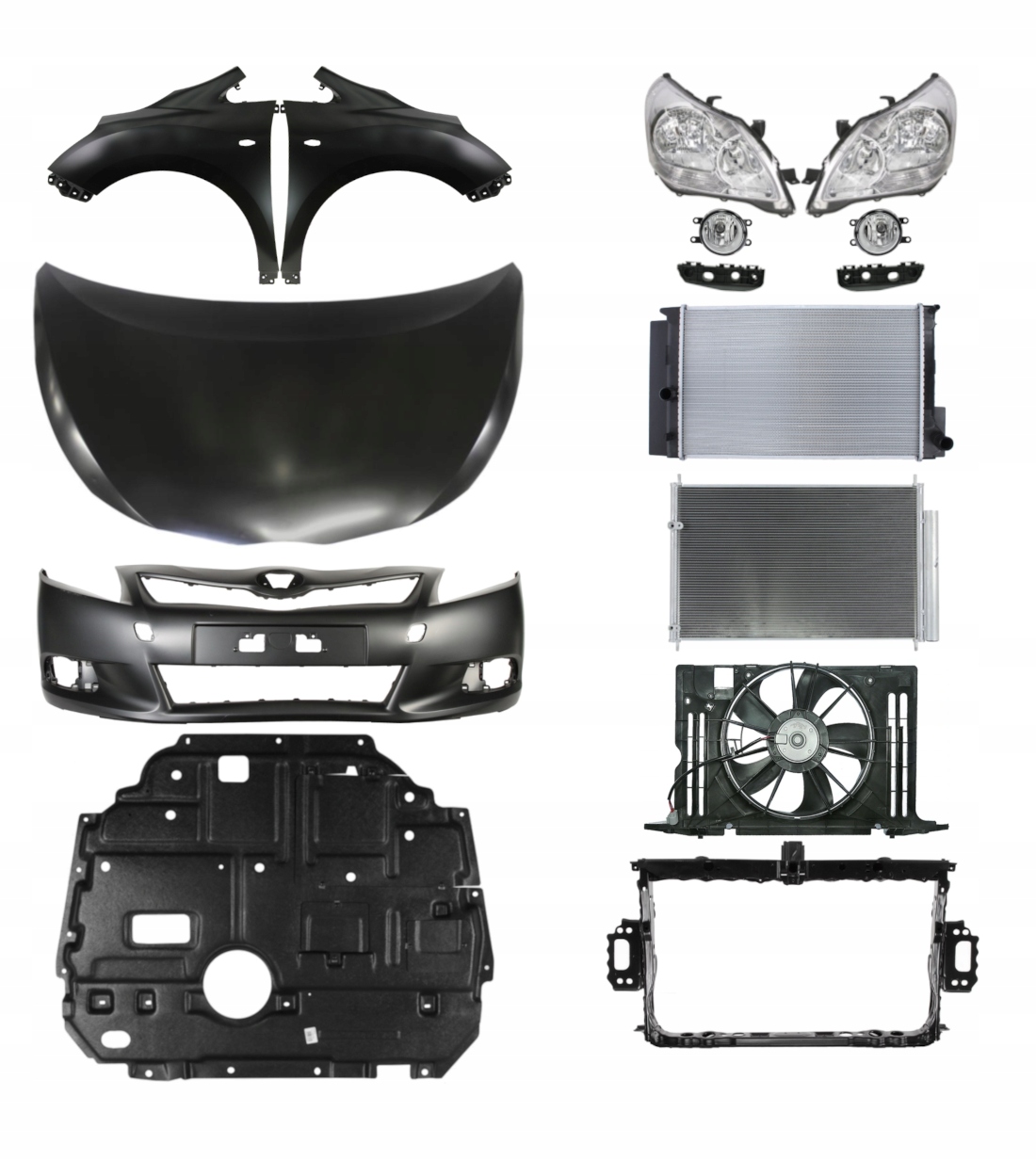 Toyota Verso 09-13 Maska Zderzak Błotnik Pas ZESTAW CZĘŚCI