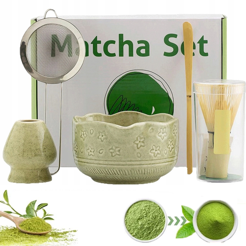 Levně Profesionální Sada Matcha Keramika Bambus Zelená Pro Milovníky Čaje