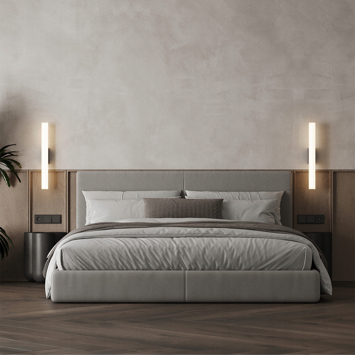 Zlatá moderná nástenná lampa Led Linea nad posteľ do spálne