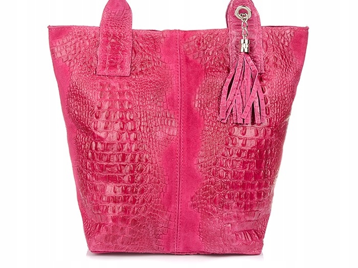 

torebka torba skórzana damska shopper A4 Fuksjowa