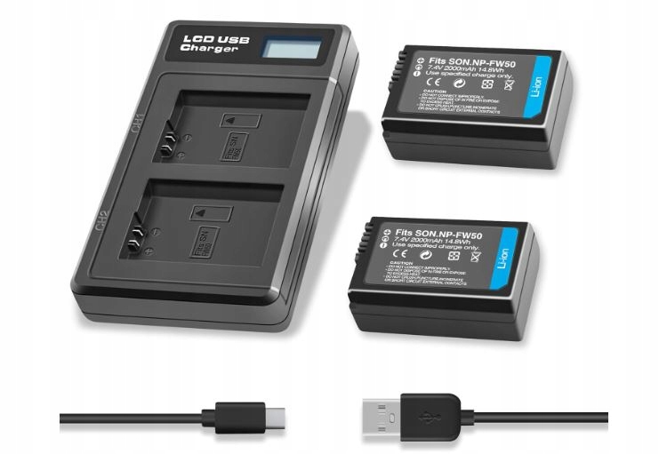 Nabíječka a 2x Akumulátor NP-FW50 2000 mAh pro Sony